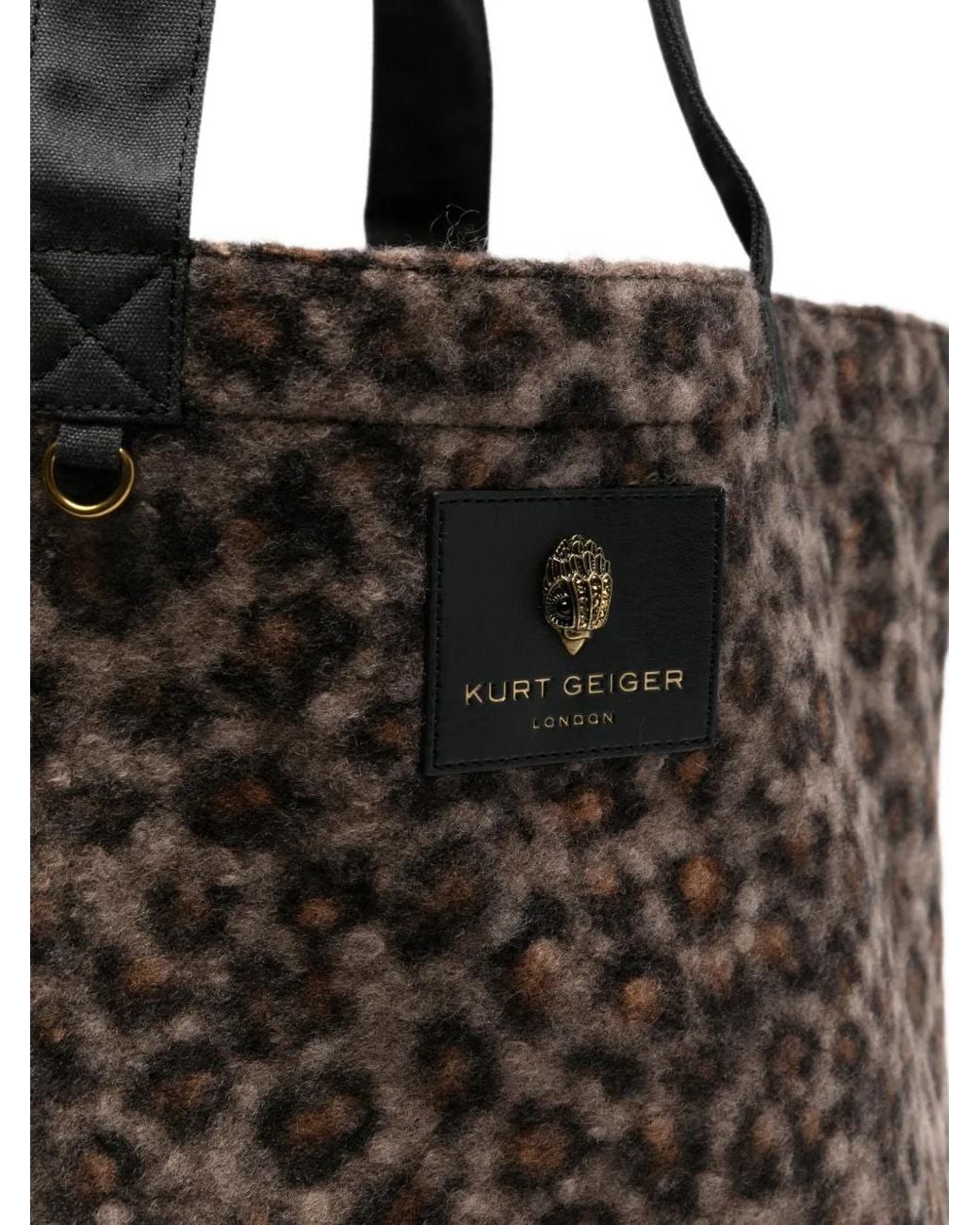 Kurt Geiger Black Holborn Leopard-Print Tote Bag