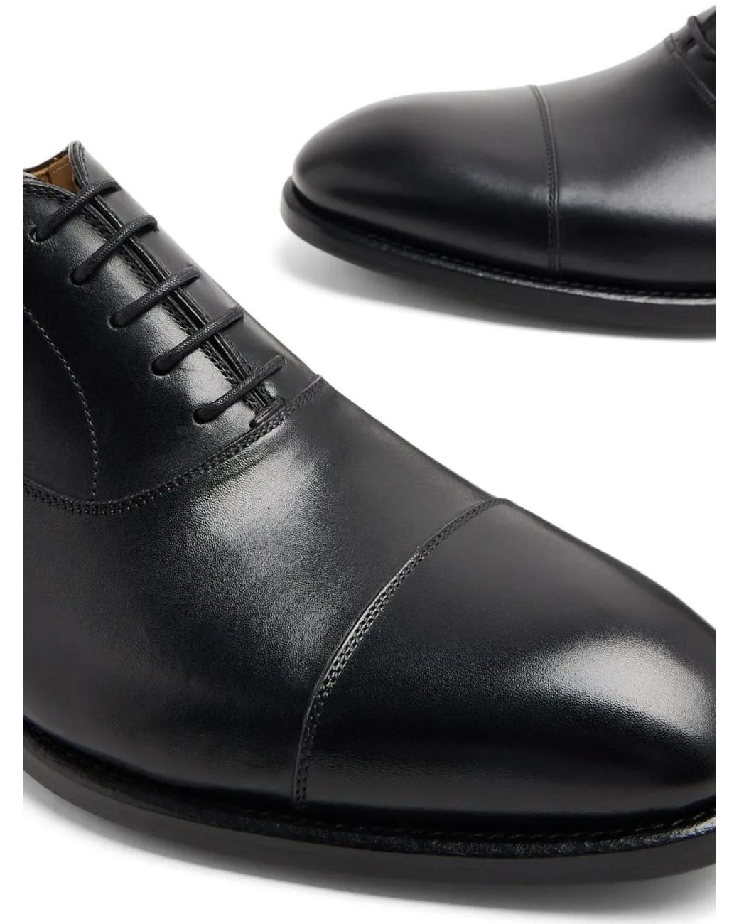Magnanni Shoes Black Tonal-Stitching Leather Oxford Shoes for men