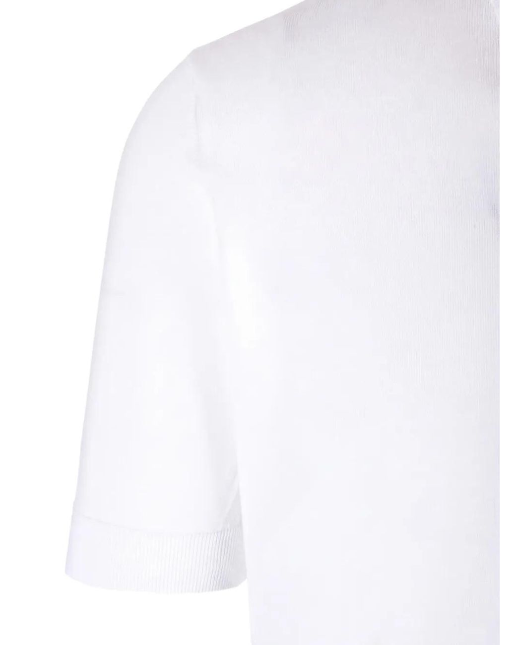 Al Duca D'aosta White Ribbed-Trim Polo Shirt for men