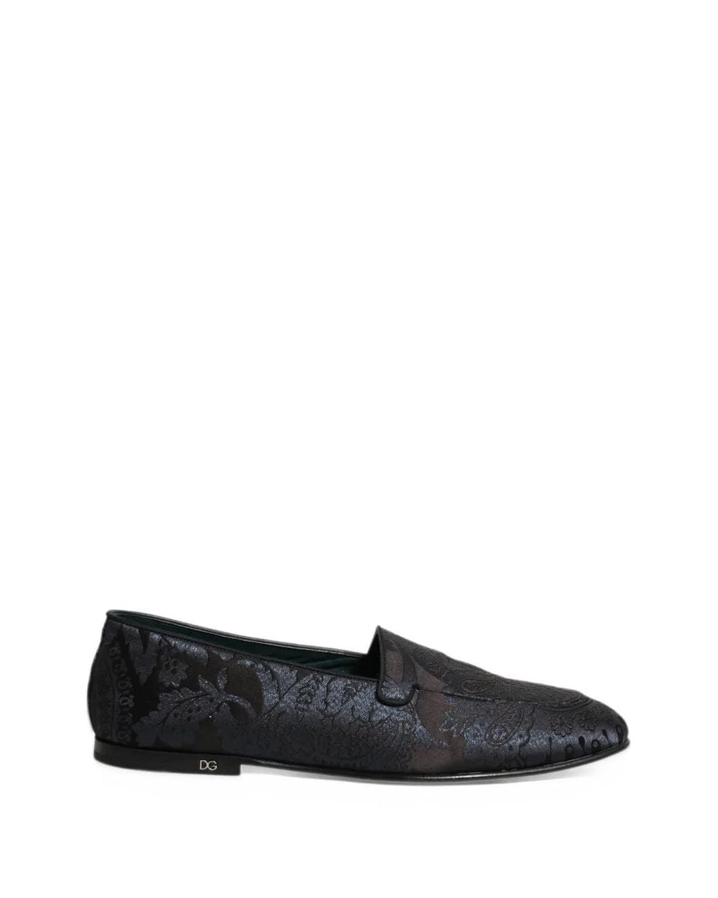 Dolce & Gabbana Black Jacquard Leather Loafers for men