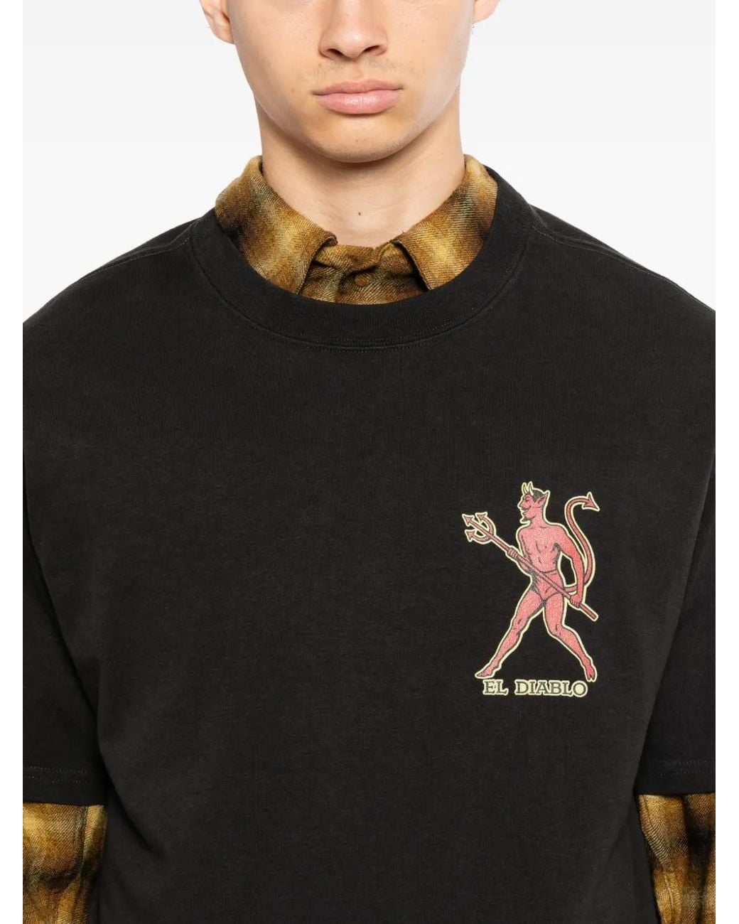 Melt Black Devil-Print T-Shirt for men