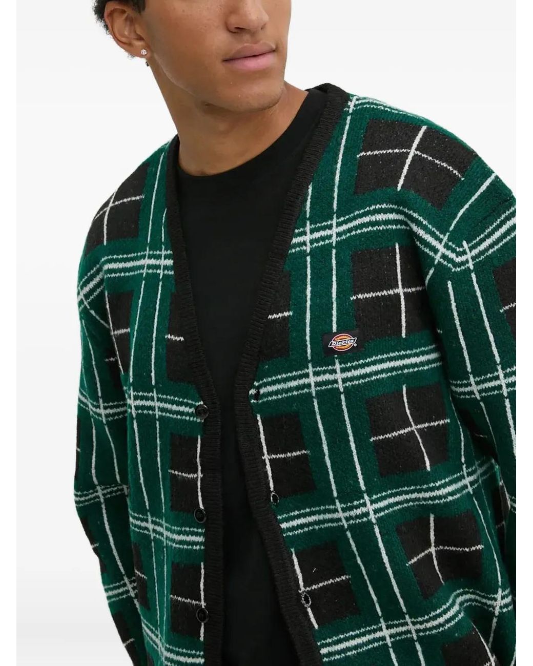 Dickies Green Plaid Cardigan for men