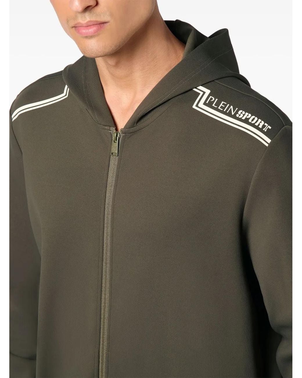 Philipp Plein Green Zip-Down Hoodie for men