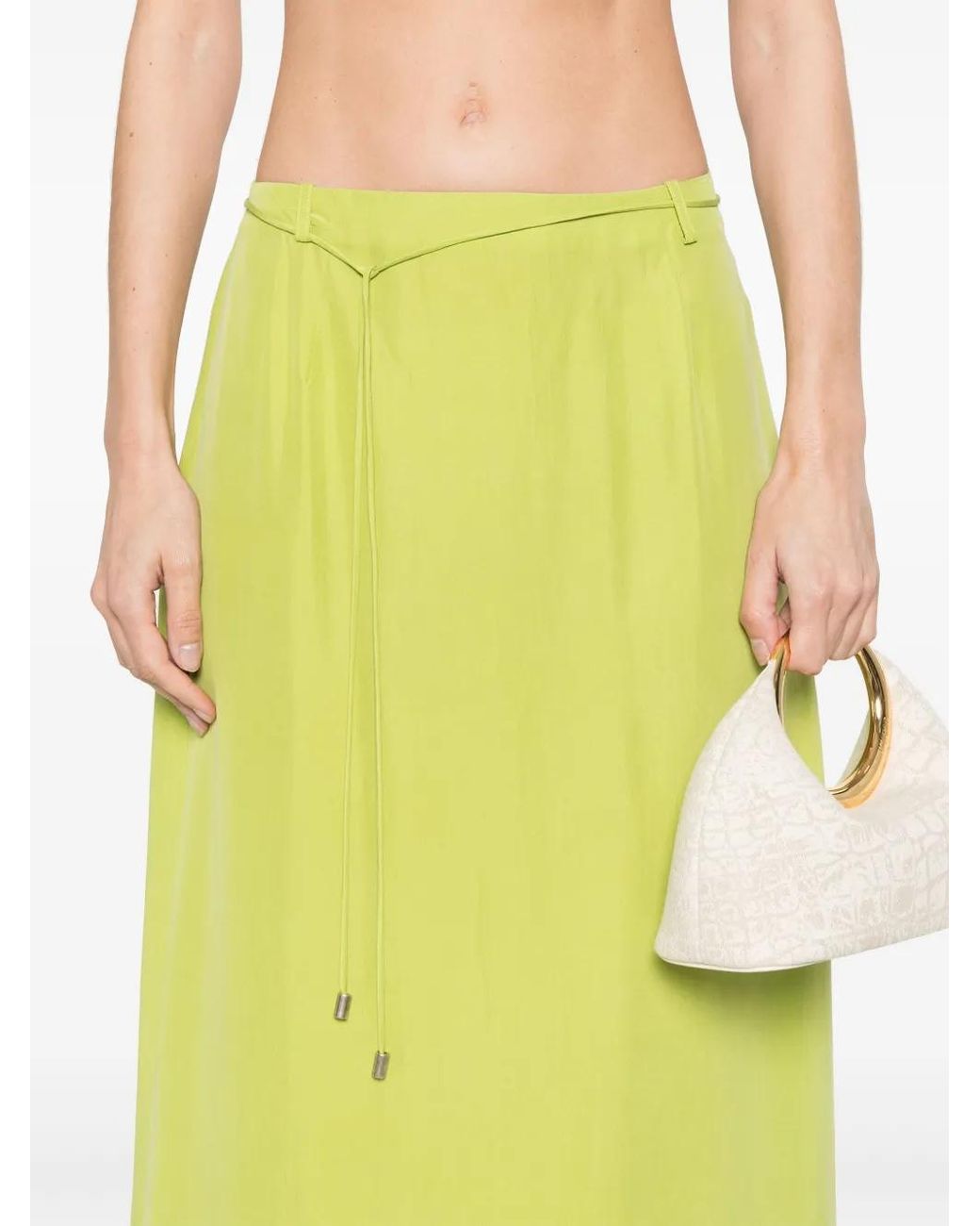 Alysi Yellow Silk Maxi Skirt
