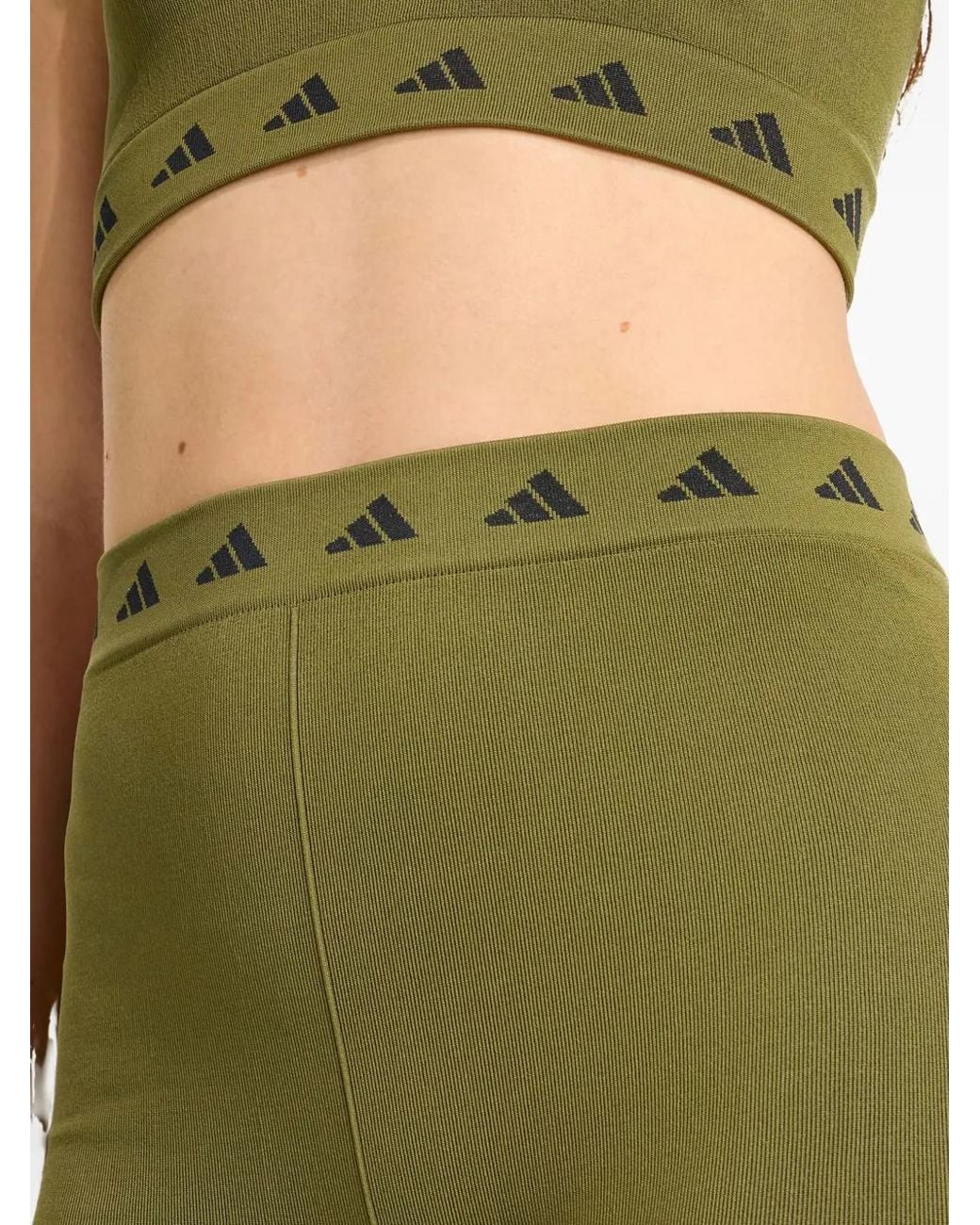 Adidas Green Logo-Waistband Leggings