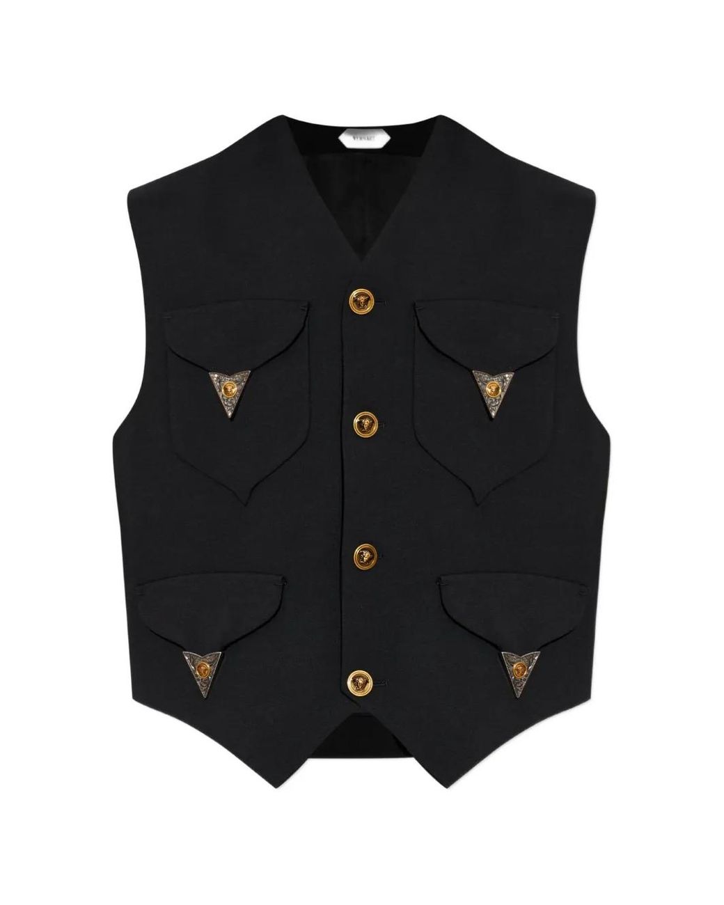 Versace Black Veston En Laine À Détails Appliqués for men