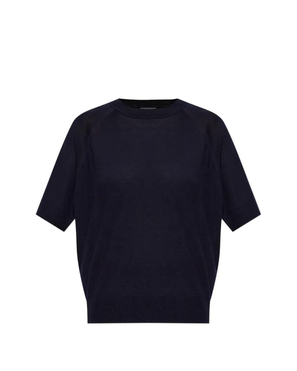 Moncler Blue Short-Sleeve Wool Sweater