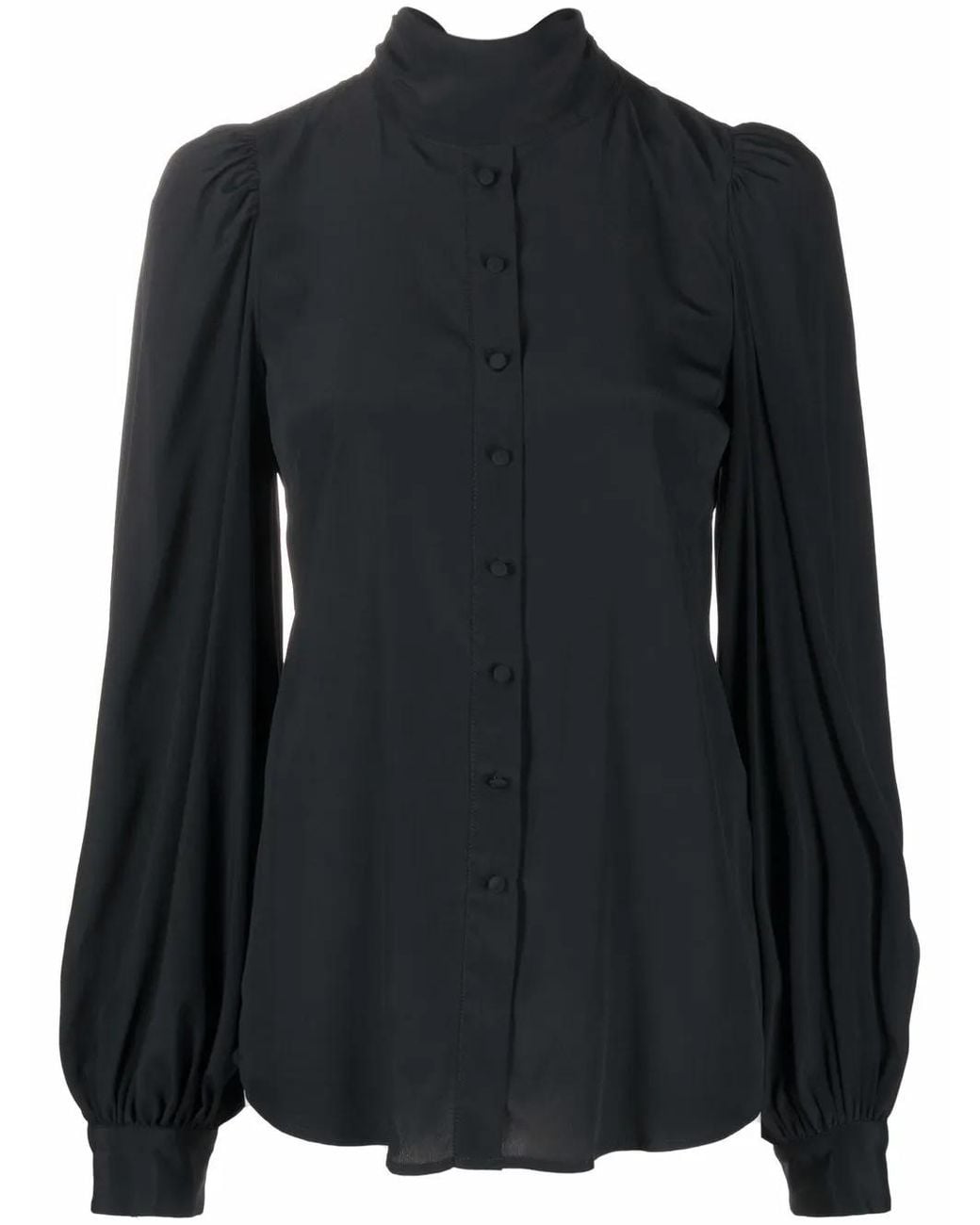 WANDERING Black Stand-Up Collar Blouse