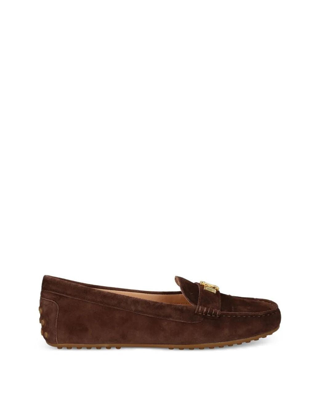 Ralph Lauren Brown Barnsbury Logo-Plaque Suede Loafers