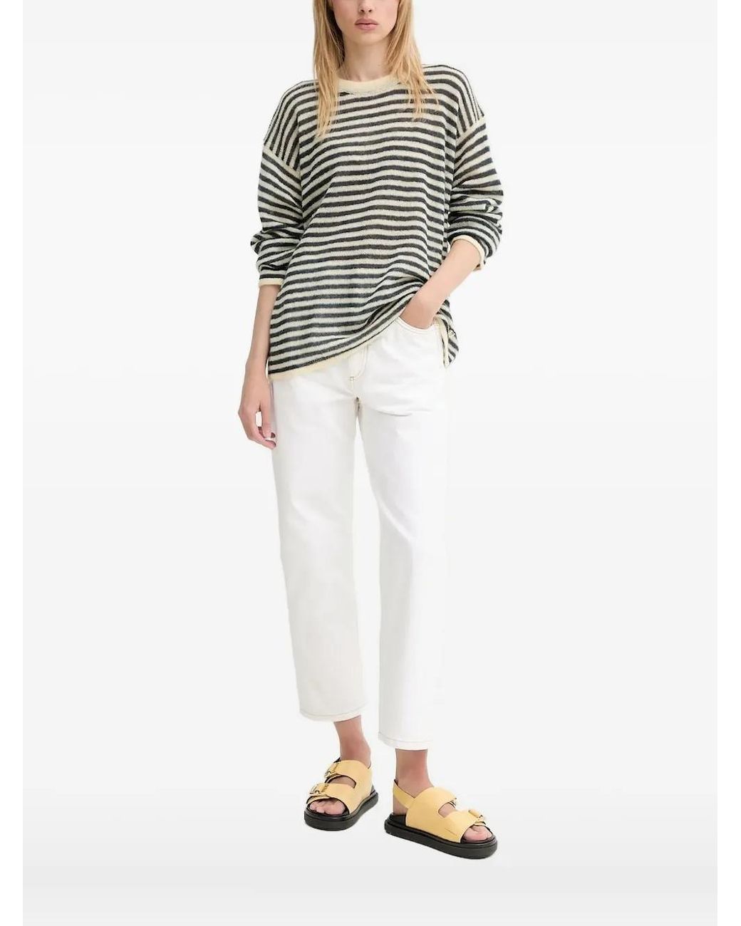 Sunnei White Gestreifter Pullover