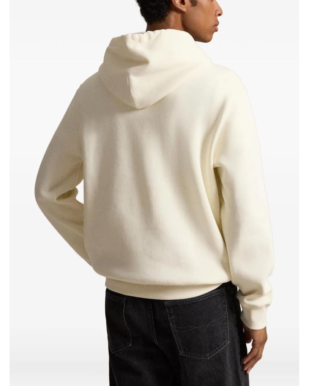 Polo Ralph Lauren White Polo Bear Hooded Sweatshirt With Drawstring, Long Sleeve & Ribbed Cuffs for men