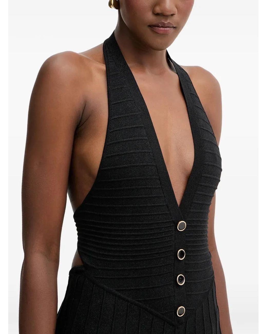 Vestido Cinzia corto con botones retroféte de color Black