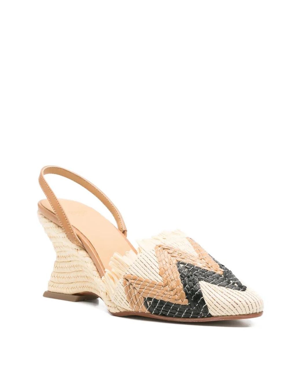 Castaner Natural Chevron-Weave Slingback Pumps
