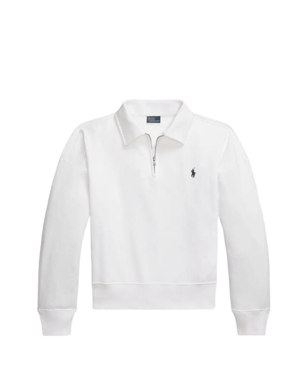 Polo Ralph Lauren White Quarter-Zip Cotton Sweatshirt