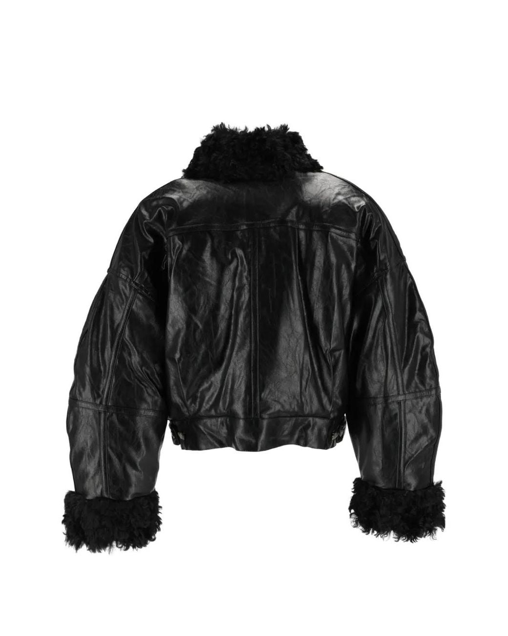 ELEH Black Shearling-Trim Oversized Jacket