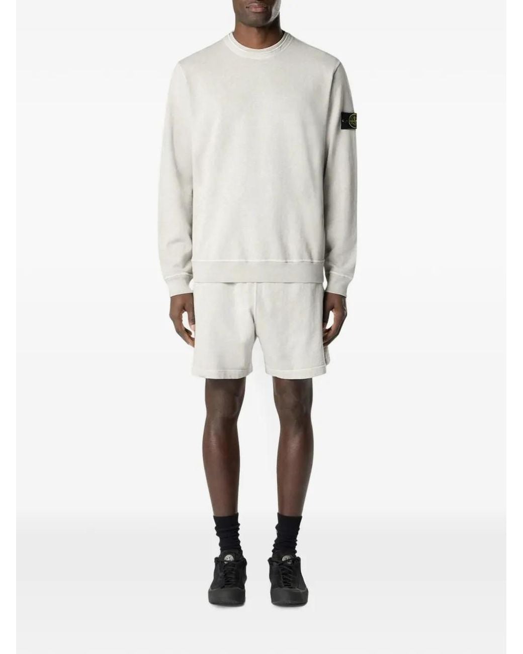 Stone Island White Regular Fit Crew Neck Sweatshirt for men