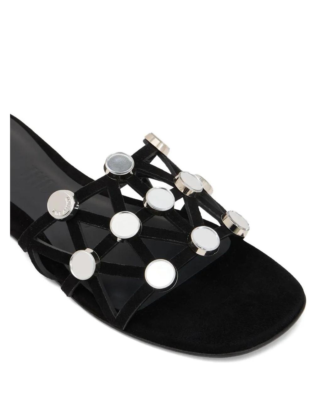 The Attico Black Grid Studded Flats