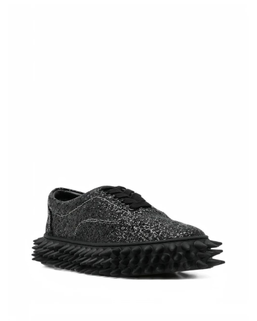 Doublet Black Glitter-Effect Spiked-Sole Sneakers for men