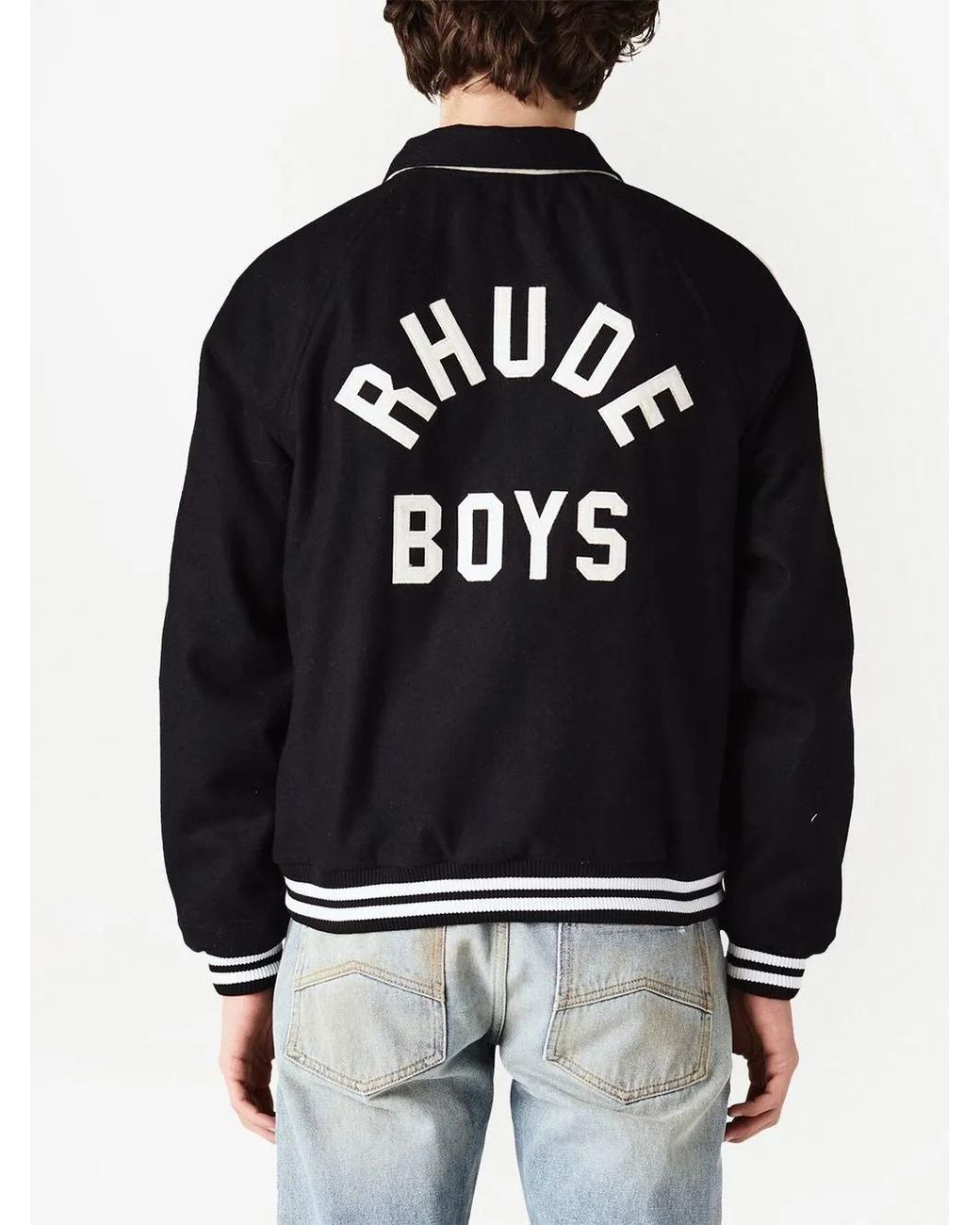 Rhude Blue Motif-Print Bomber Jacket for men