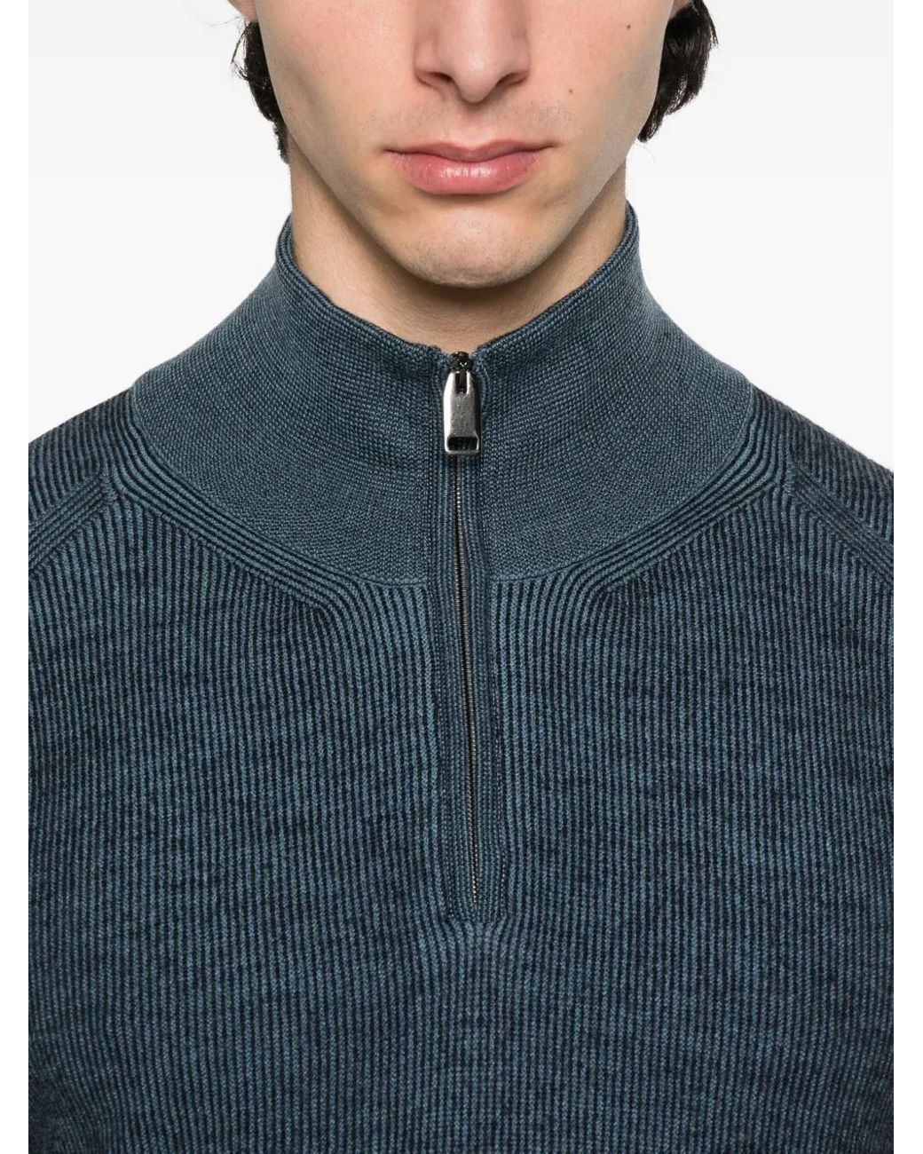Jersey Con Cremallera En El Cuello Brioni de hombre de color Blue