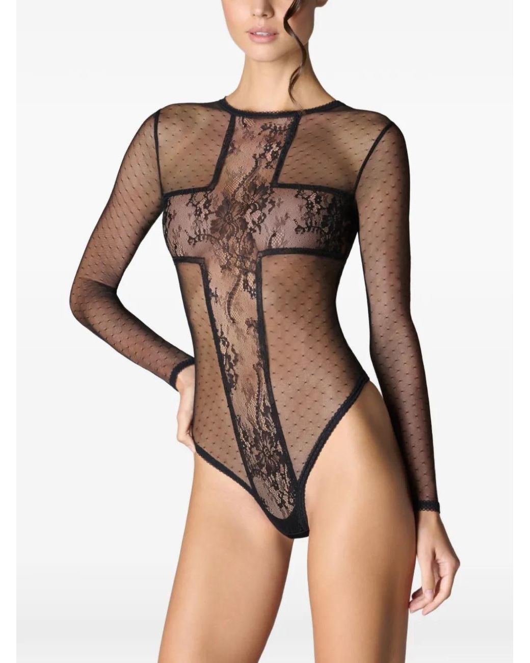 Scandale Gray Cross-Panelled Bodysuit