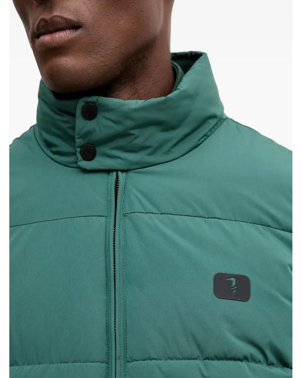 Trussardi Green Logo-Patch Puffer Jacket for men