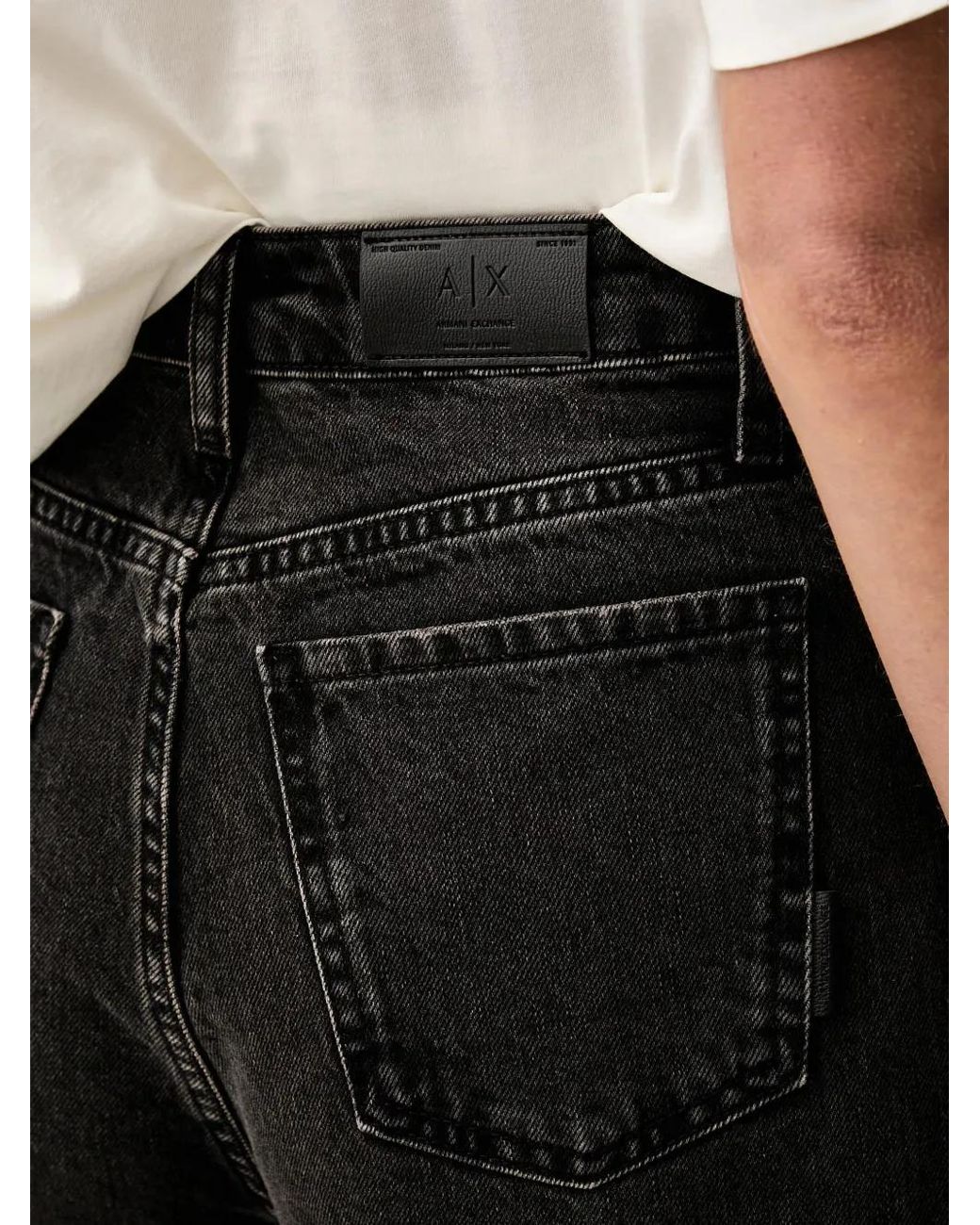 ARMANI EXCHANGE Black Whiskering-Effect Jeans