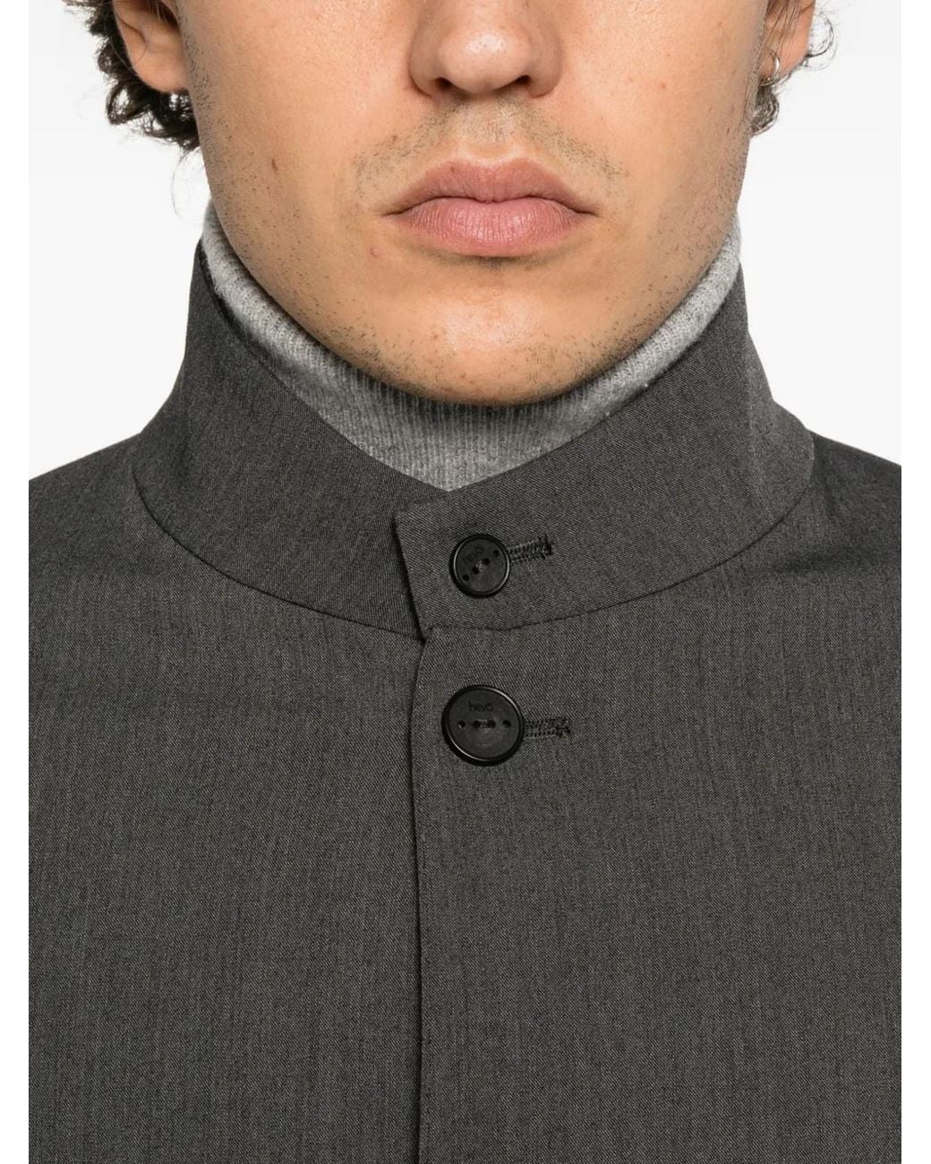 Hevò Gray High-Neck Button-Up Jacket for men