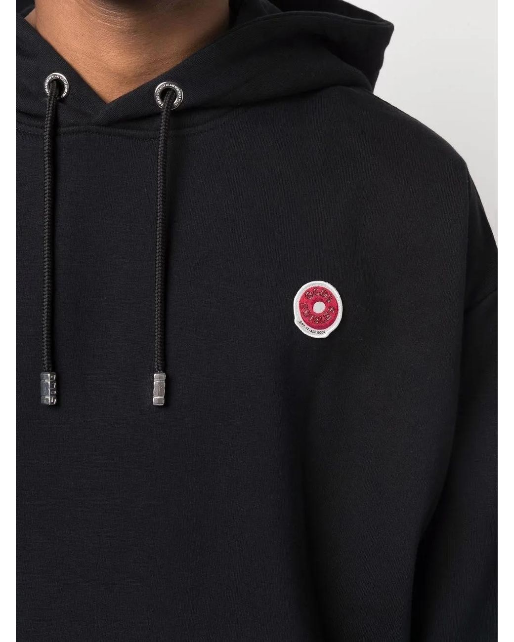 Gcds Blue Logo-Patch Cotton Hoodie for men