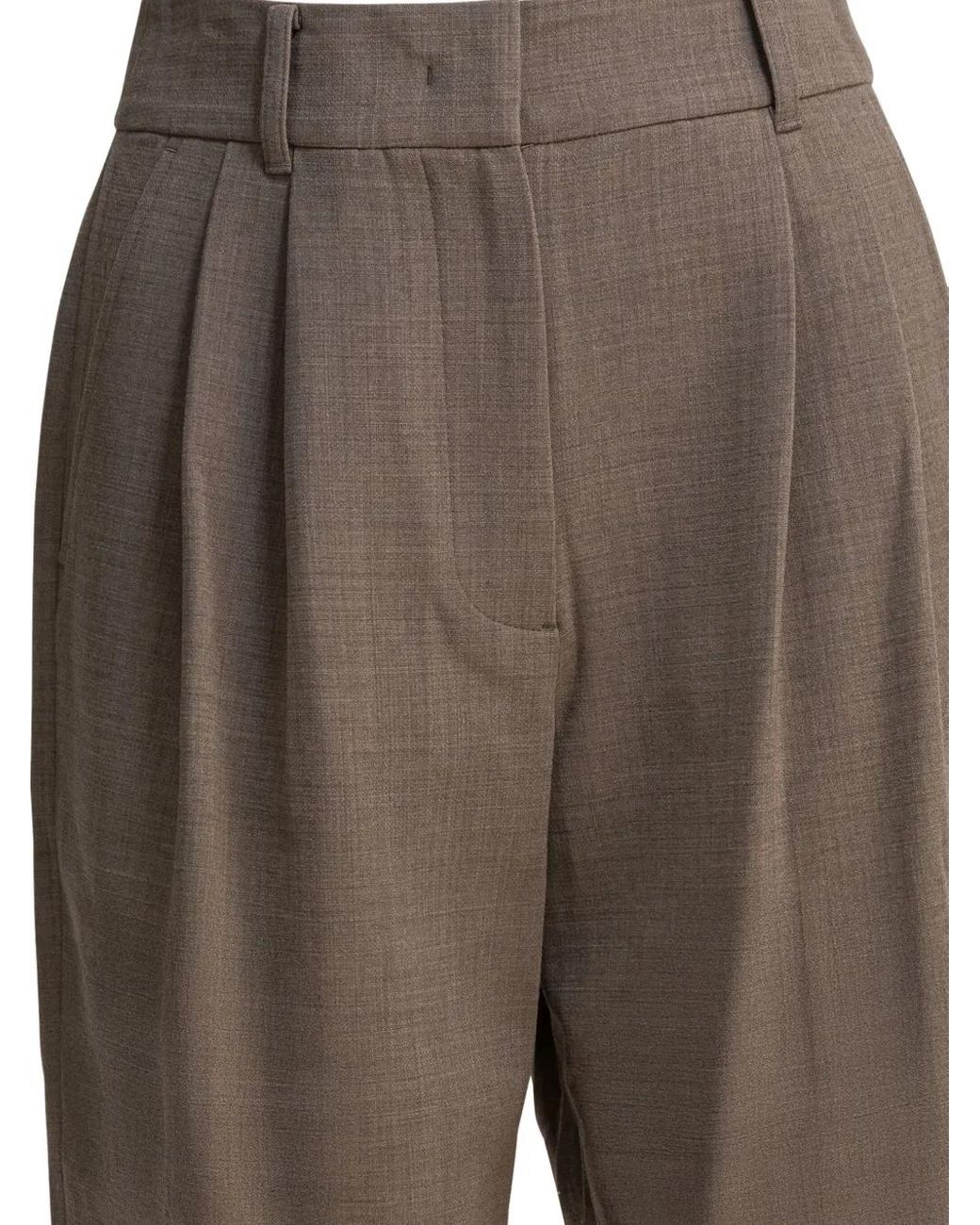 Sandbeige Brown Pleated Trousers