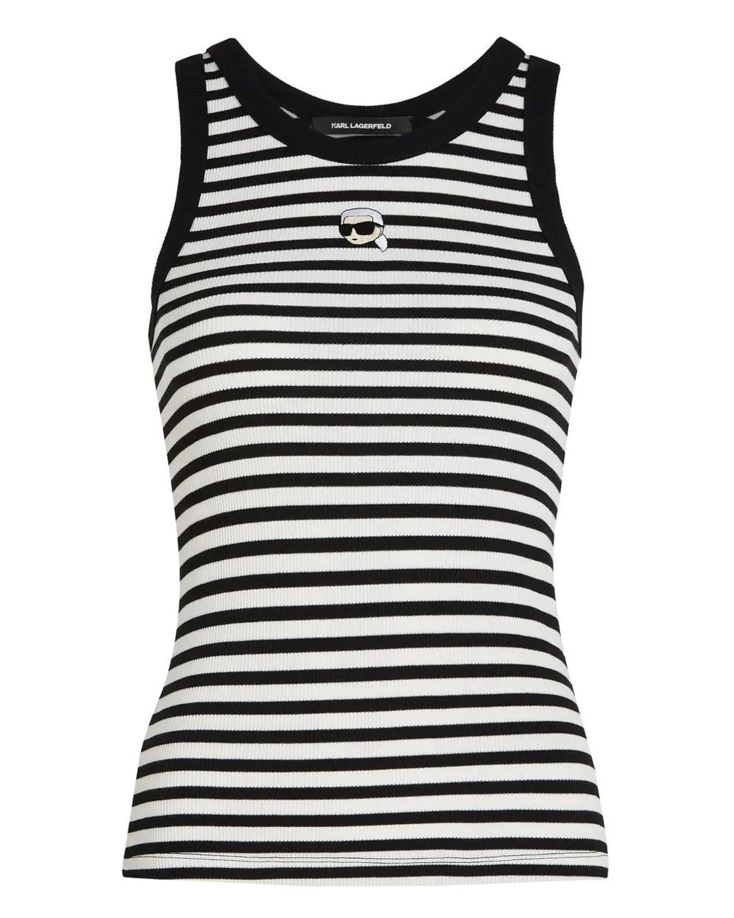 Karl Lagerfeld Black Ikon Ribbed Tank Top