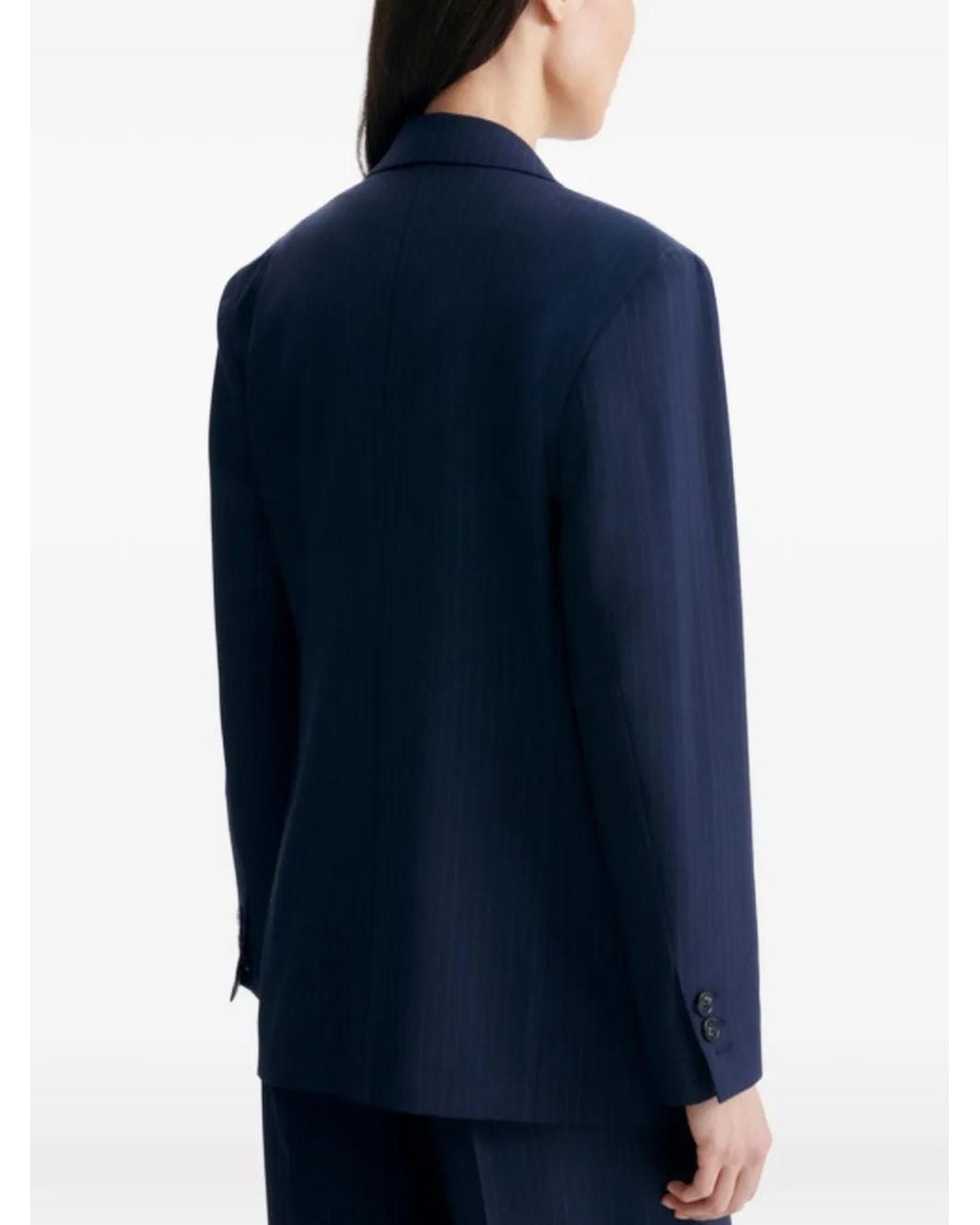 Vanessa Bruno Blue Pinstripe-Pattern Single-Breasted Blazer