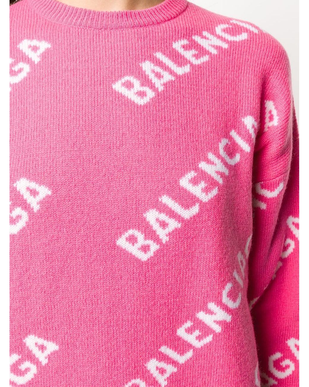 Balenciaga Synthetisch Trui Met Logoprint in het Roze - Lyst