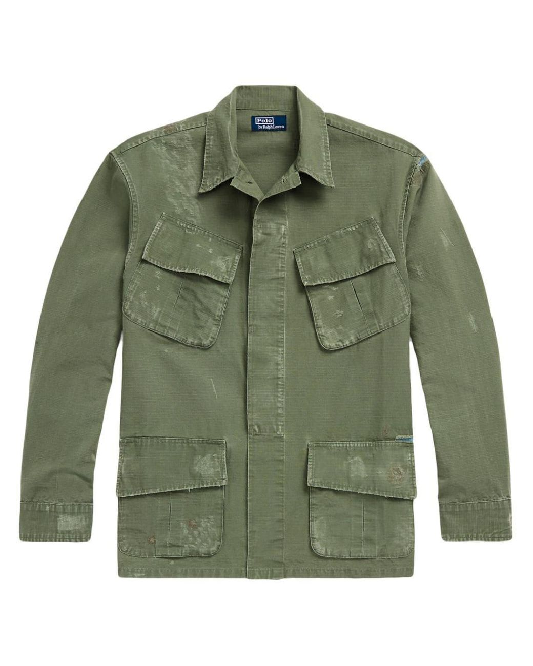 Polo Ralph Lauren Distressed Cotton Shirt Jacket in Green