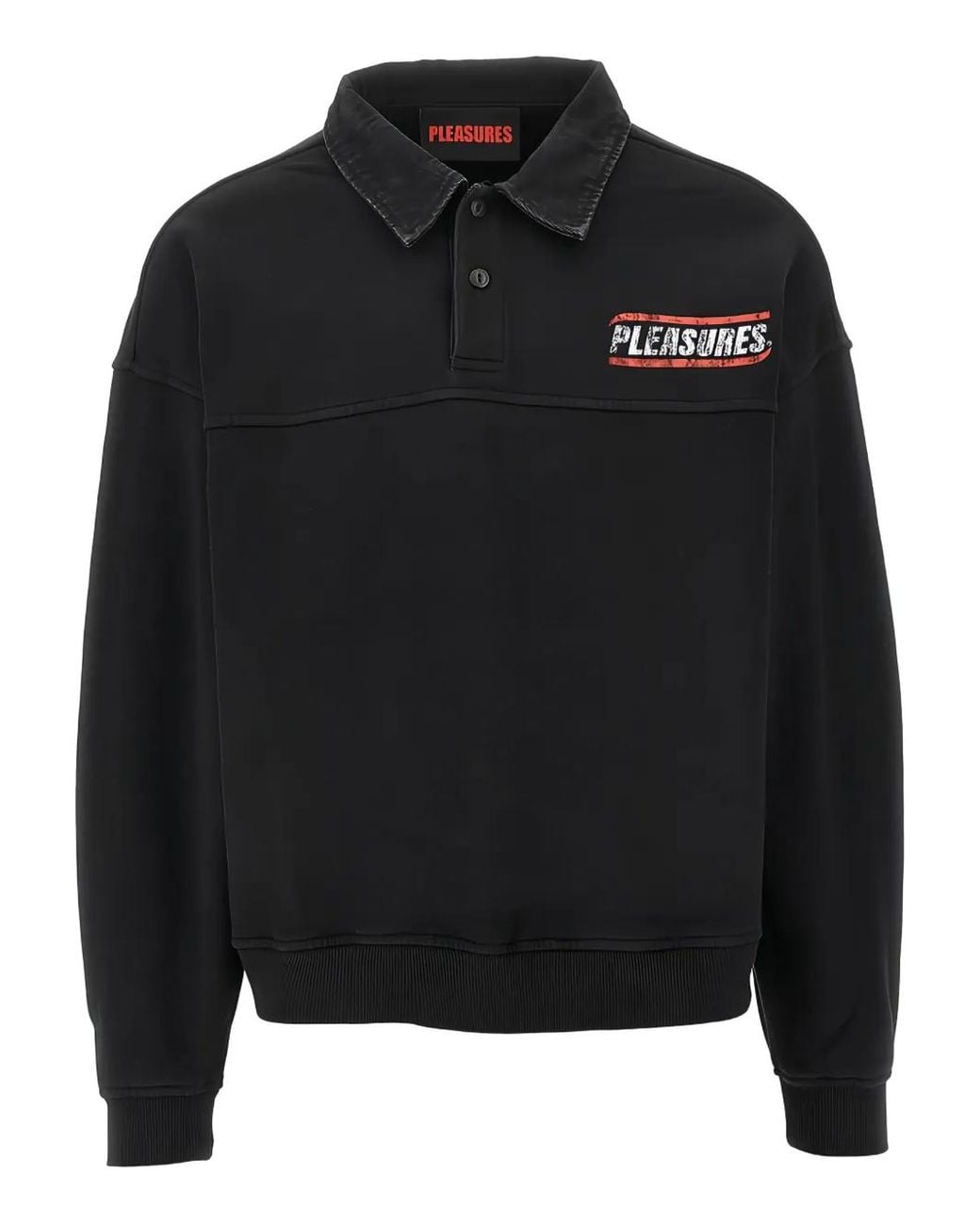 Pleasures Black Graphic Polo Shirt for men
