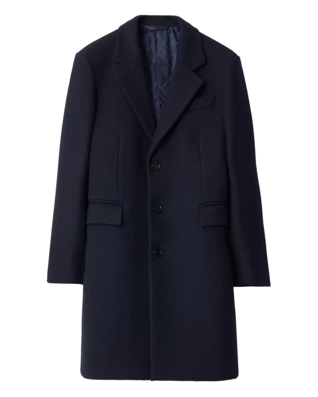Burberry Blue Wool Tailored Coat for men