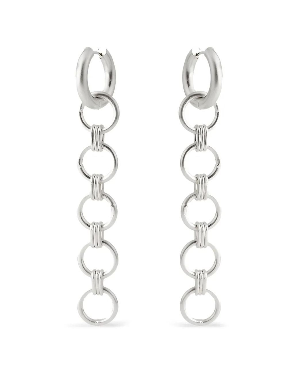 POISONED HEARTS White Chain-Link Drop Earrings