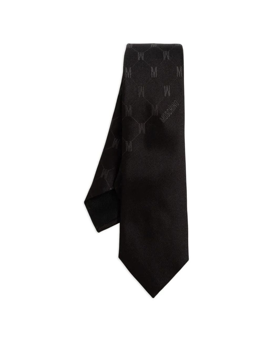 Moschino Black Logo-Jacquard Silk Tie for men