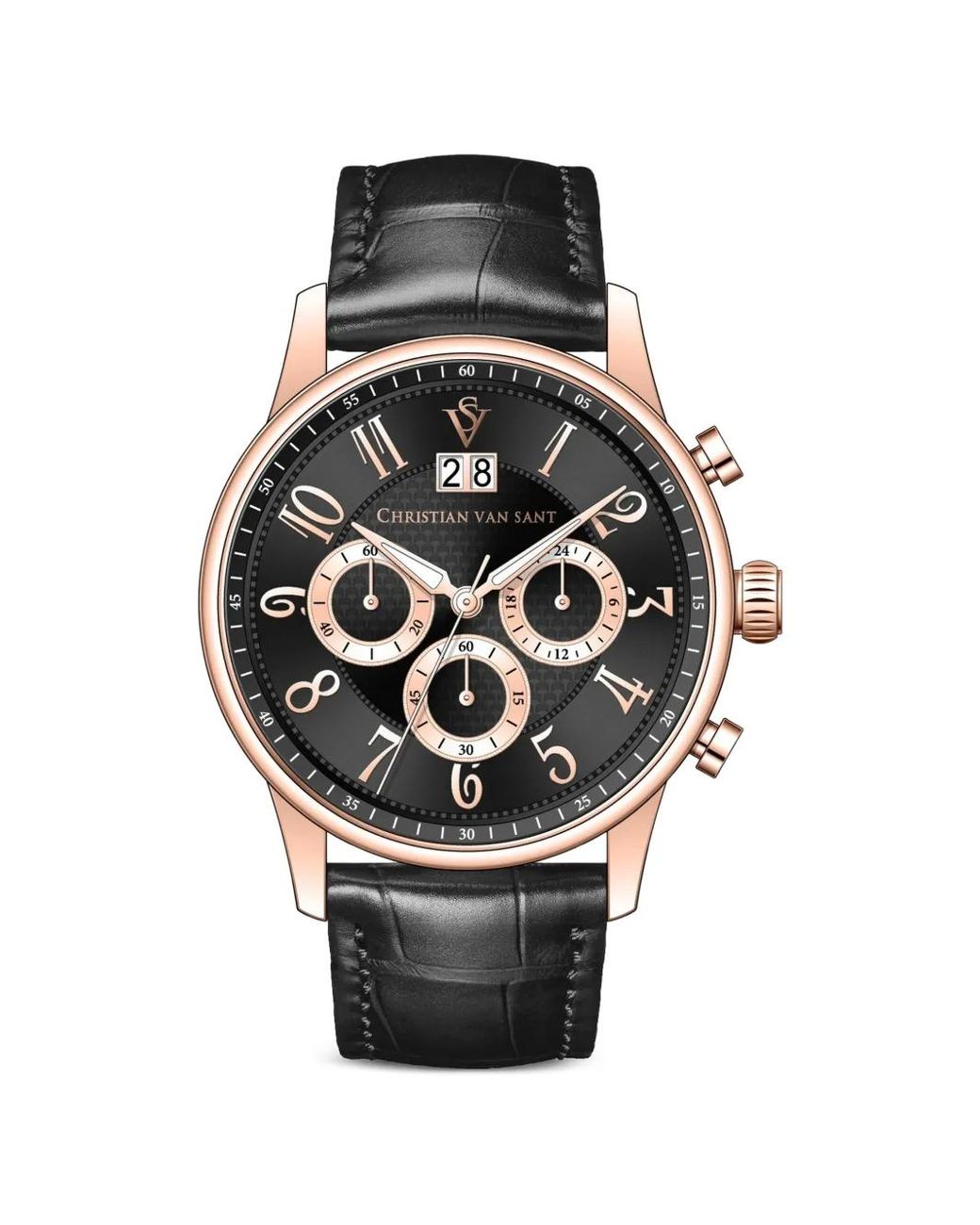 Christian Van Sant Black Heritage 42Mm Watch for men