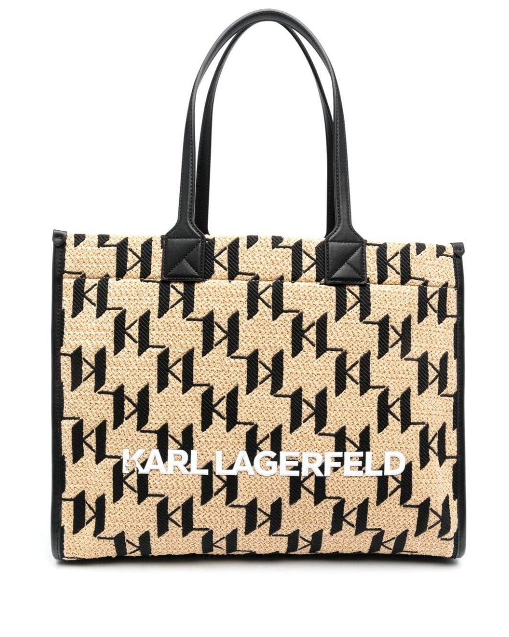 Karl Lagerfeld Skuare Wovenraffia Tote Bag in Black Lyst Australia