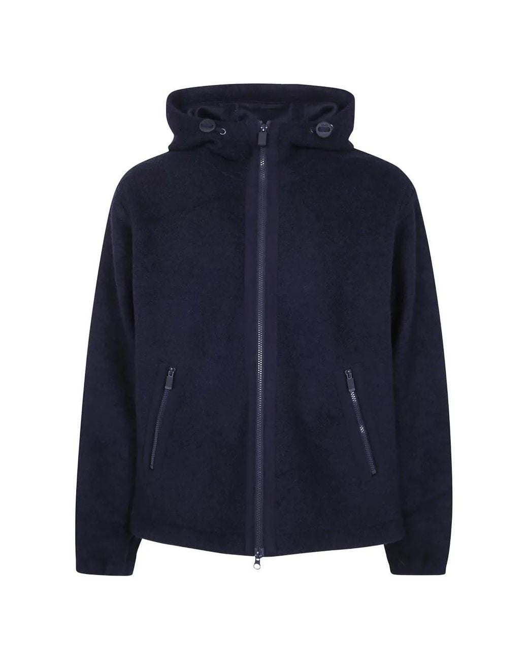 Aspesi Blue Zip-Up Hooded Hoodie for men