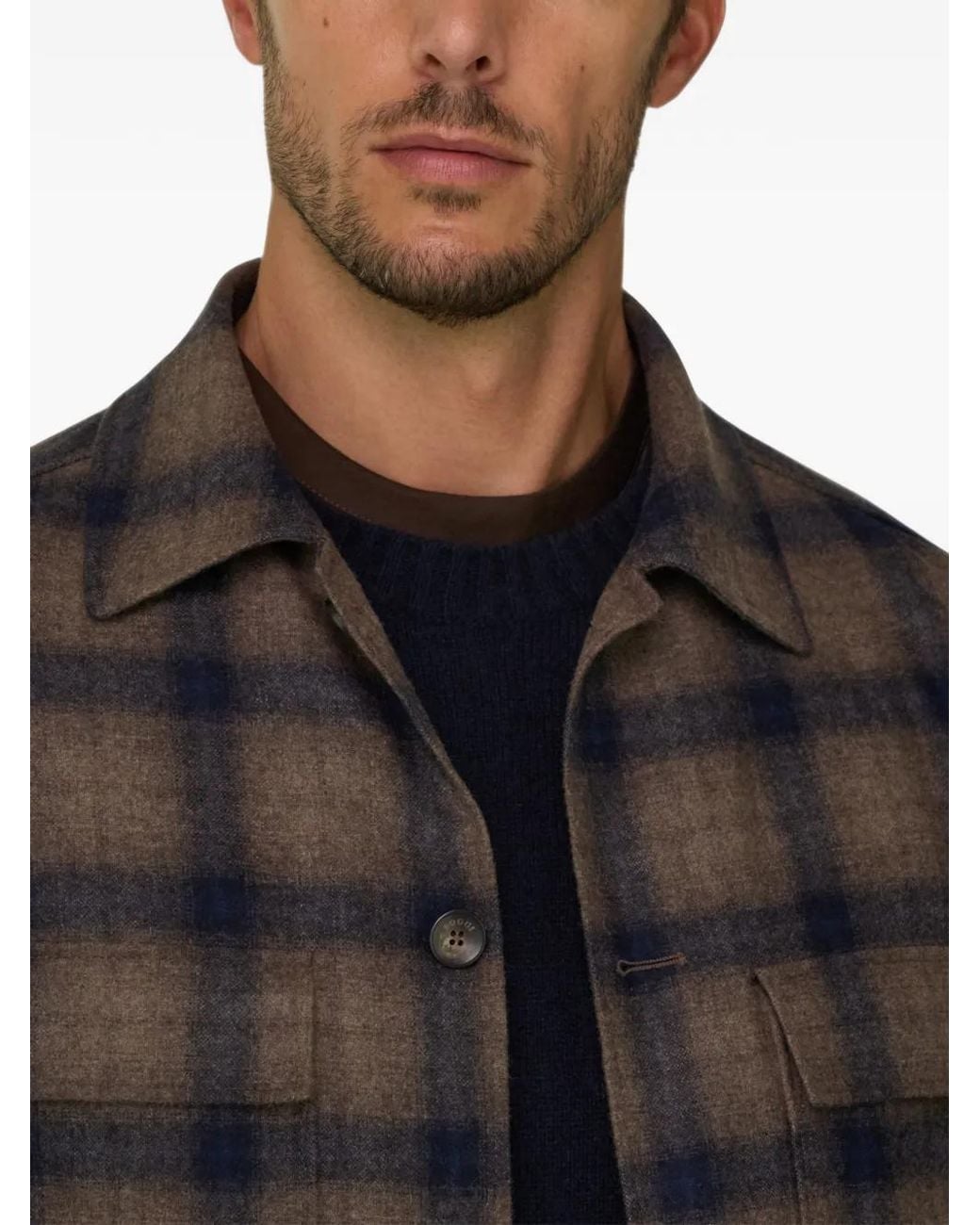 Boggi Gray Shacket Patterned Wool for men