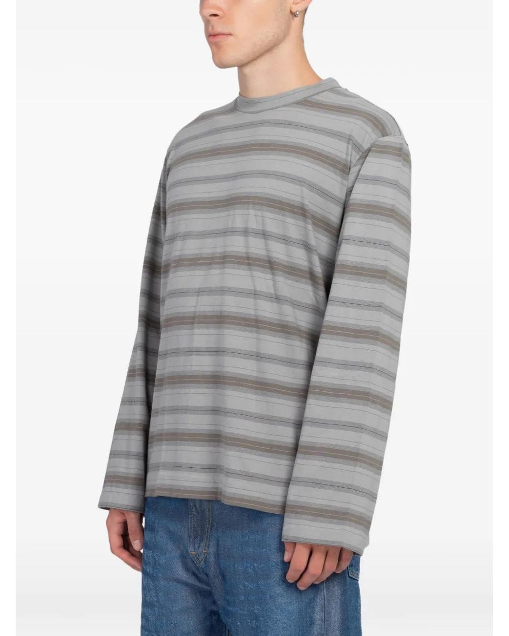 Our Legacy Gray Box Striped Long-Sleeve T-Shirt for men