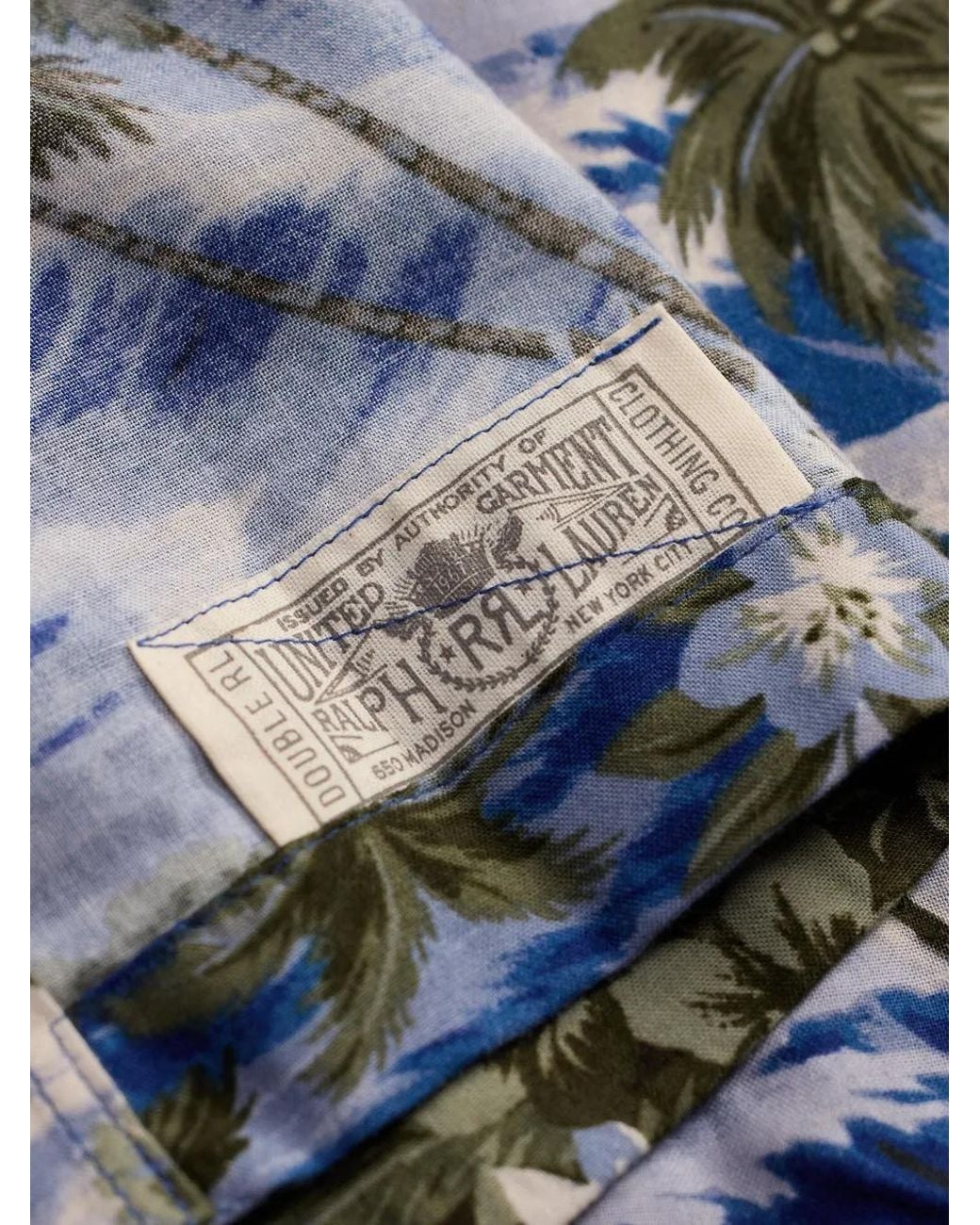 RRL Blue Short-Sleeve Printed Shirt for men