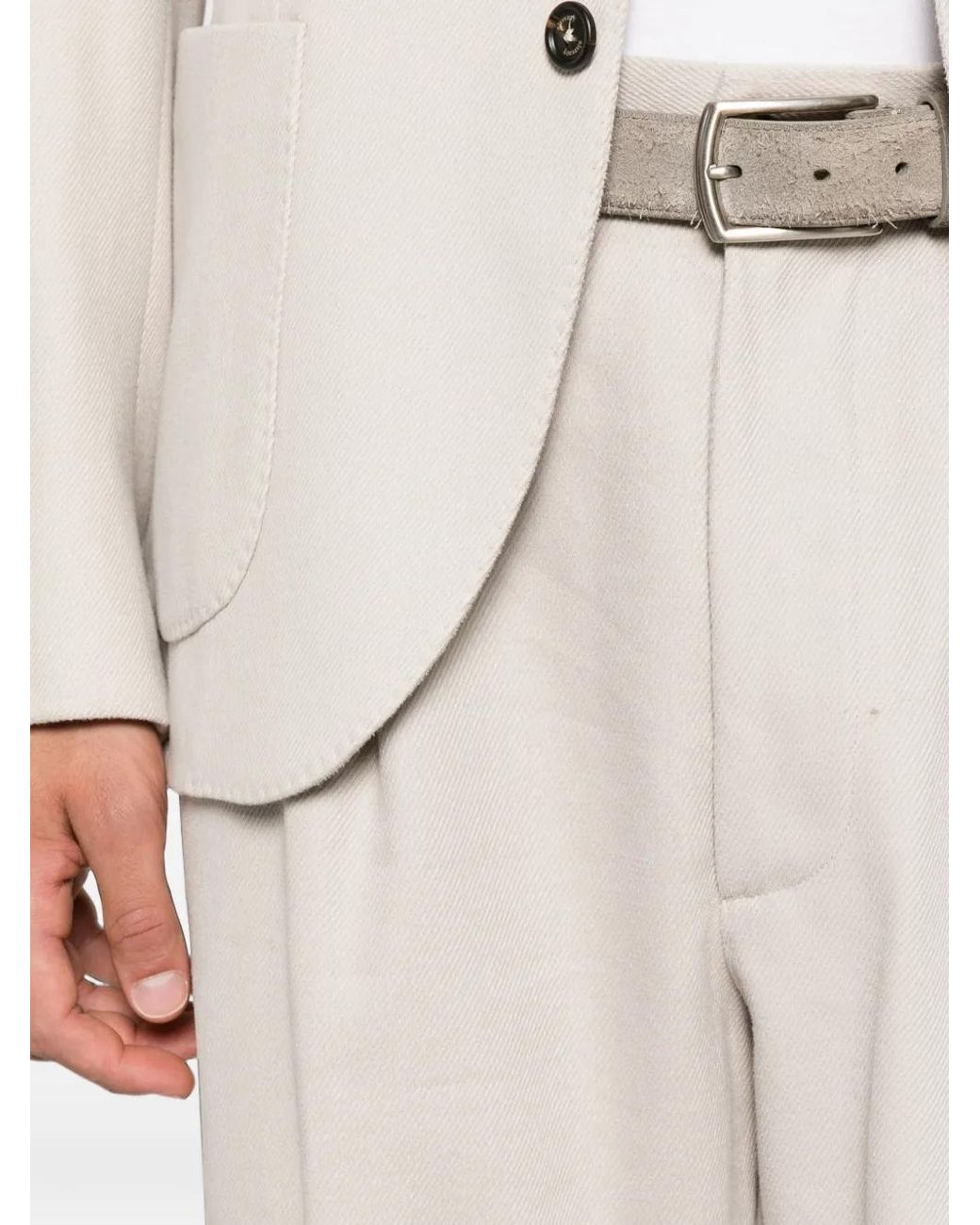 Eleventy White Pleated Tapered Trousers for men