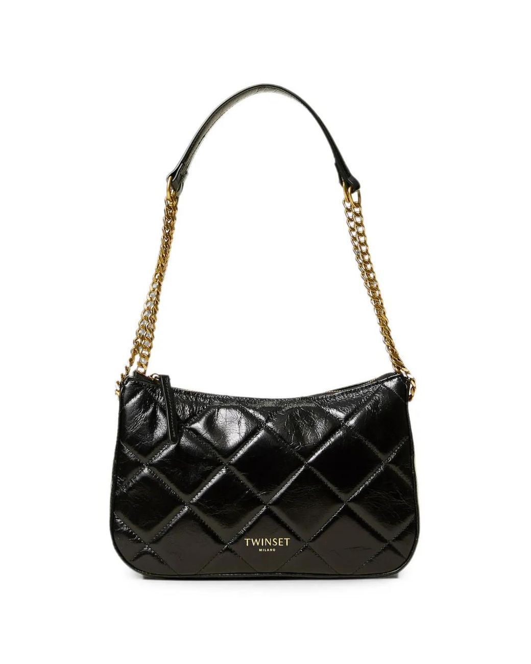 Twinset Black Medium Liliane Quilted-Leather Bag