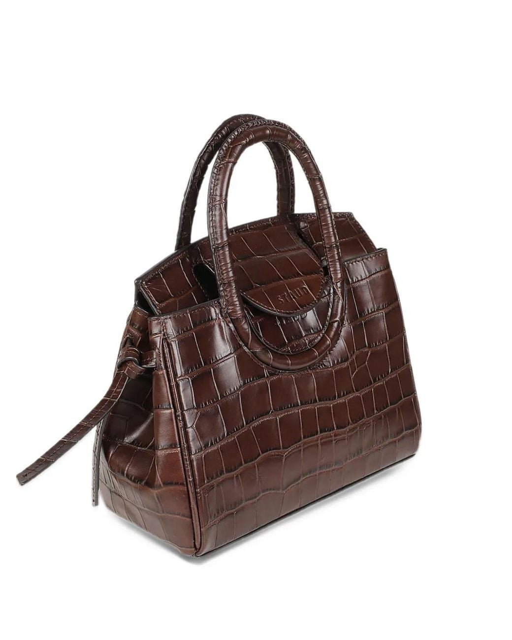 Staud Brown Croc-Effect Leather Tote Bag