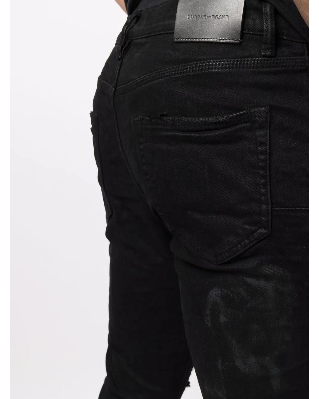 Purple Brand Black Low-Rise Ripped Skinny Jeans for men