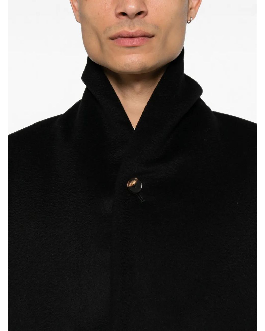 K'ANG Black Manteau Boutonné À Col Cheminée for men