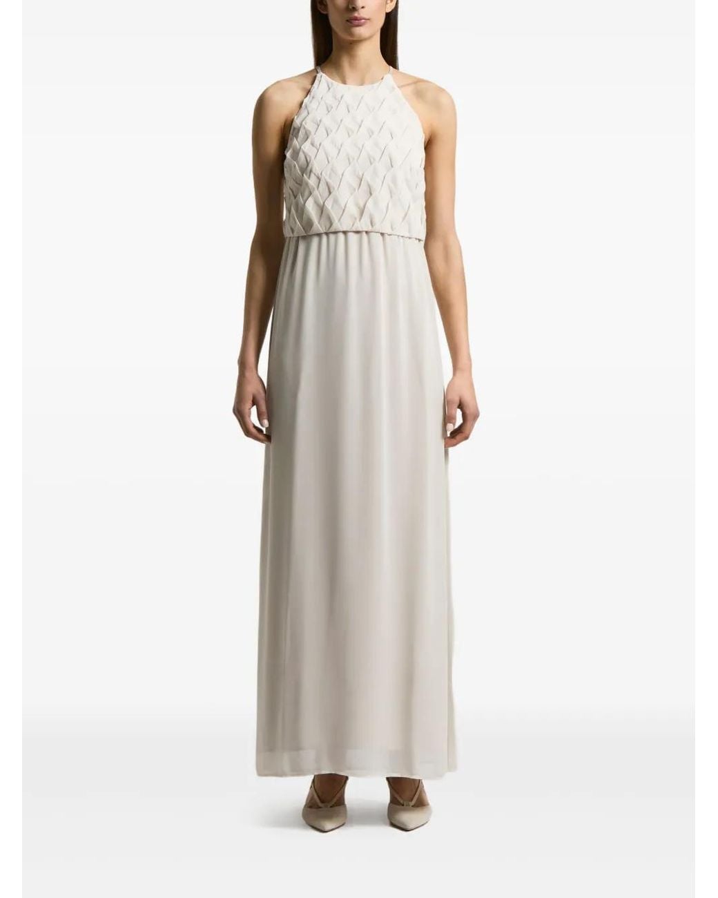 Peserico Natural Pleated Maxi Dress